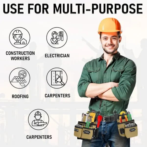 Commercial Electrician’s Tool Belt Set | Leather Pro Electrician Set - Image 3