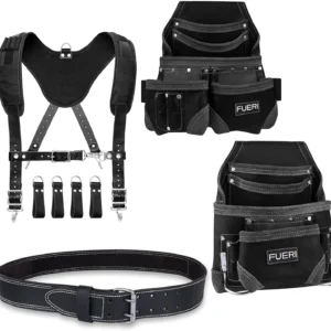 17 Pockets Tool Belt Pouches with Belt and Suspenders