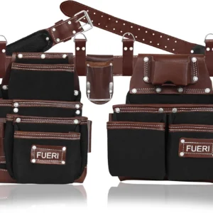 Nylon Tool Belt Set for men with 19 Pockets – Brown & Black