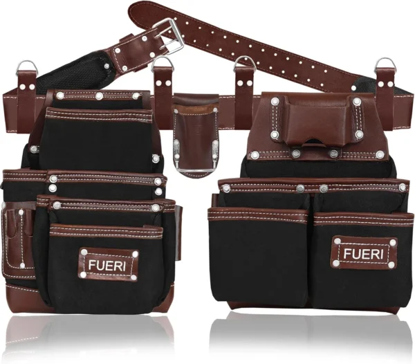 Nylon Tool Belt Set for men with 19 Pockets – Brown & Black