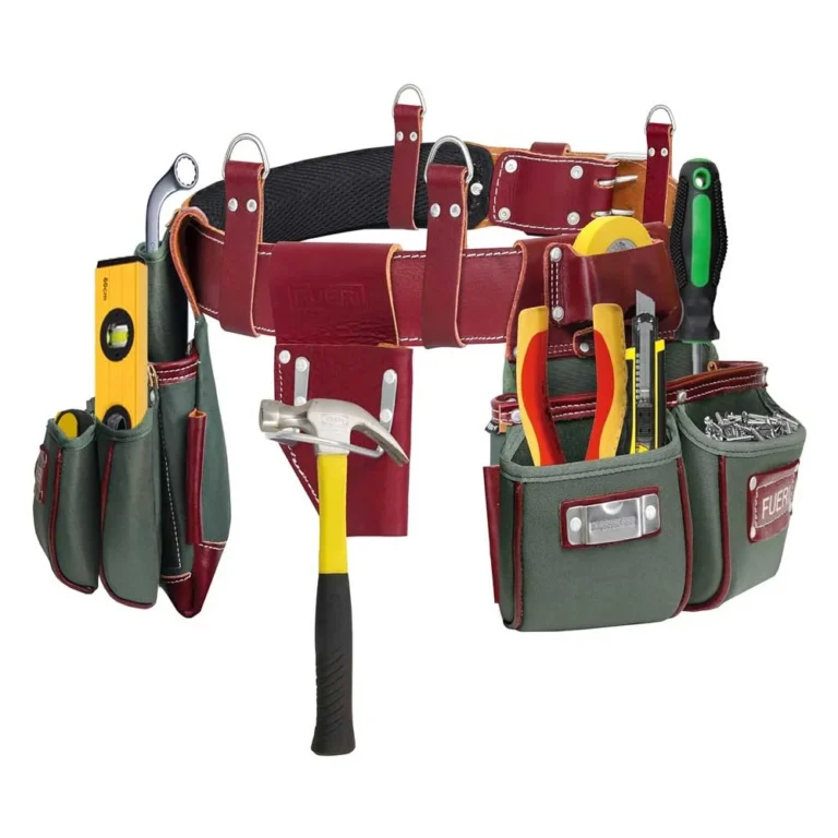 FUERI-Nylon-Leather-Tool-Belt-for-Men-Heavy-Duty-Tool-Bag-set-with-2-Pouches-Maroon-Green2-01