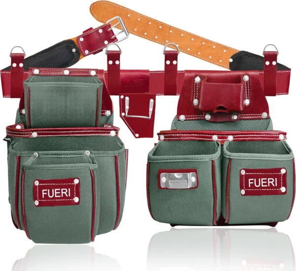 Nylon and Leather Tool Bags (Green & Maroon)