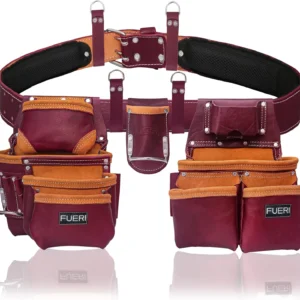 19 Pocket Heavy Duty Leather Tool Belt (Maroon)